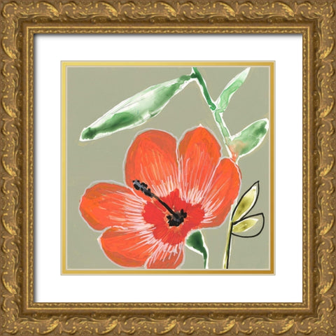 Tropic Botanicals IV Gold Ornate Wood Framed Art Print with Double Matting by Goldberger, Jennifer