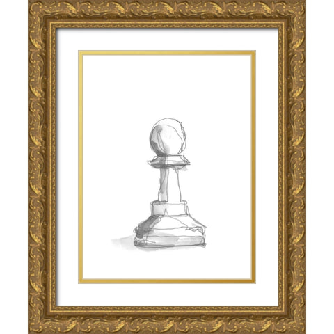Chess Piece Study VI Gold Ornate Wood Framed Art Print with Double Matting by Harper, Ethan