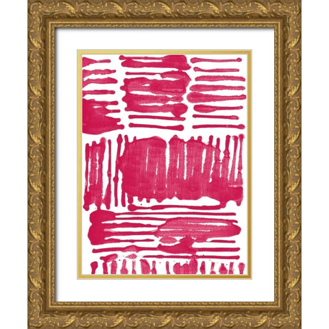 Custom Red Stripes I Gold Ornate Wood Framed Art Print with Double Matting by Fuchs, Jodi