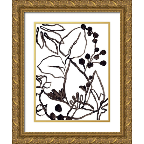 Tropical Outlines I Gold Ornate Wood Framed Art Print with Double Matting by Vess, June Erica