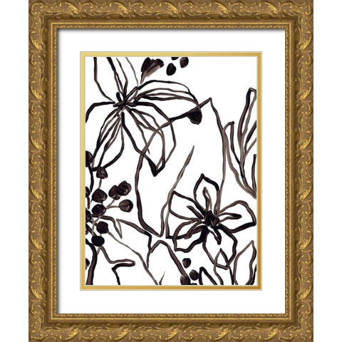 Tropical Outlines II Gold Ornate Wood Framed Art Print with Double Matting by Vess, June Erica