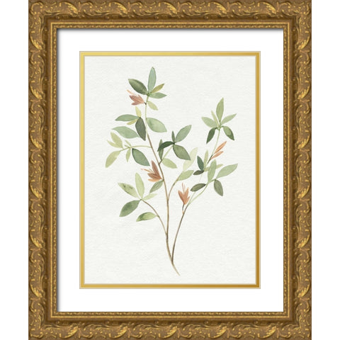 Single Sprig I Gold Ornate Wood Framed Art Print with Double Matting by Warren, Annie