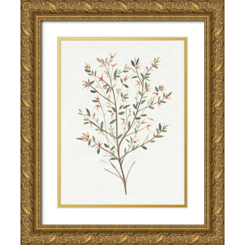 Single Sprig III Gold Ornate Wood Framed Art Print with Double Matting by Warren, Annie