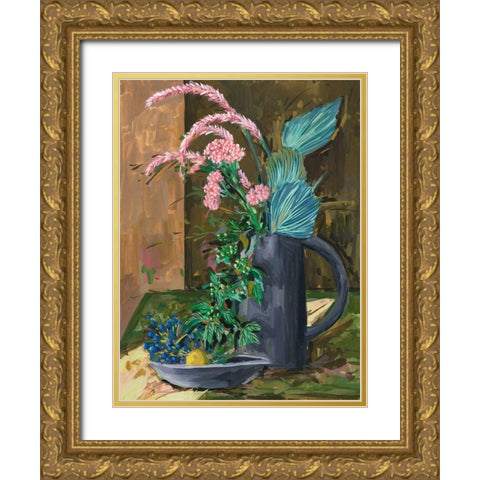 Still Life Bouquet II Gold Ornate Wood Framed Art Print with Double Matting by Wang, Melissa