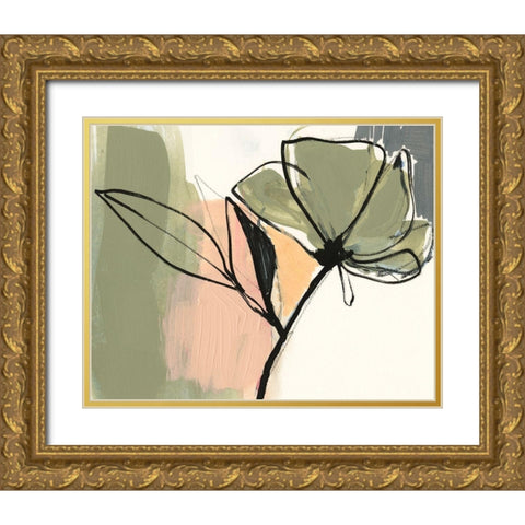 Floral Synergy V Gold Ornate Wood Framed Art Print with Double Matting by Goldberger, Jennifer