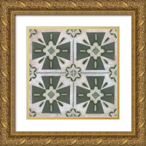 Vintage Verdigris Tile II Gold Ornate Wood Framed Art Print with Double Matting by Vess, June Erica