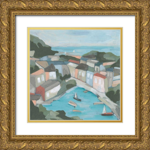 Villa Harbor II Gold Ornate Wood Framed Art Print with Double Matting by Vess, June Erica