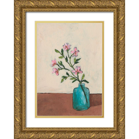 Blossom in Blue Vase II Gold Ornate Wood Framed Art Print with Double Matting by Moore, Regina