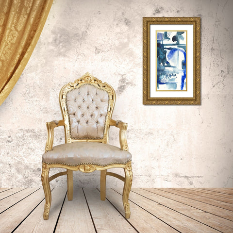 Singing the Blues I Gold Ornate Wood Framed Art Print with Double Matting by Moore, Regina