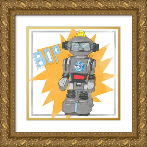 Toy Tin Robots II Gold Ornate Wood Framed Art Print with Double Matting by Parker, Jennifer Paxton