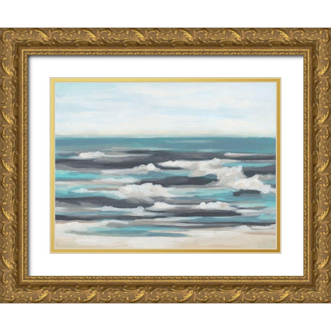 Gentle Surf II Gold Ornate Wood Framed Art Print with Double Matting by Vess, June Erica