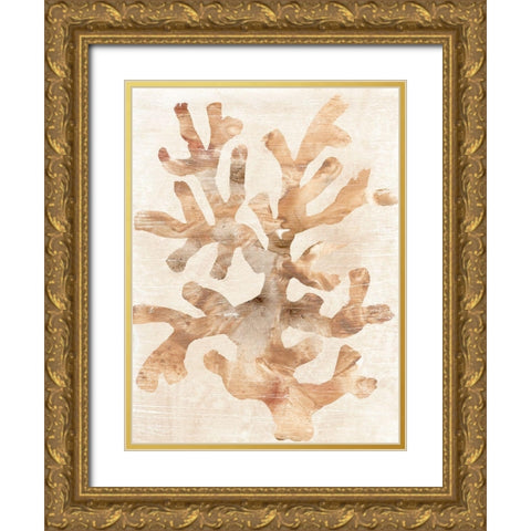 Parchment Coral I Gold Ornate Wood Framed Art Print with Double Matting by Vess, June Erica