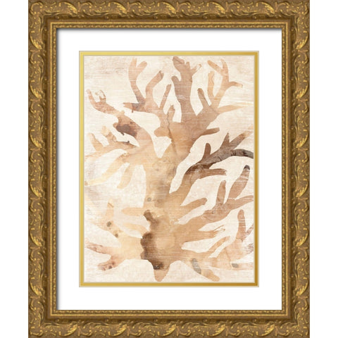 Parchment Coral III Gold Ornate Wood Framed Art Print with Double Matting by Vess, June Erica
