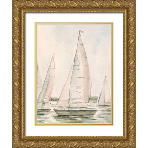 Sail Scribble I Gold Ornate Wood Framed Art Print with Double Matting by Caroline, Emma