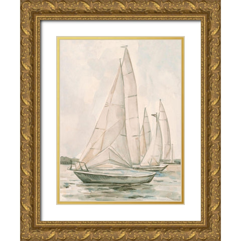 Sail Scribble II Gold Ornate Wood Framed Art Print with Double Matting by Caroline, Emma