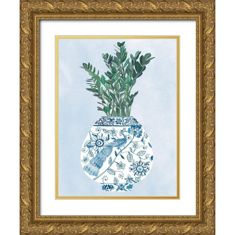 Moonlight Vase I Gold Ornate Wood Framed Art Print with Double Matting by Wang, Melissa