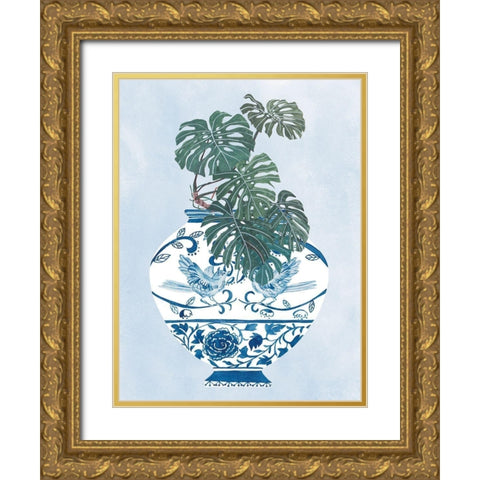 Moonlight Vase II Gold Ornate Wood Framed Art Print with Double Matting by Wang, Melissa