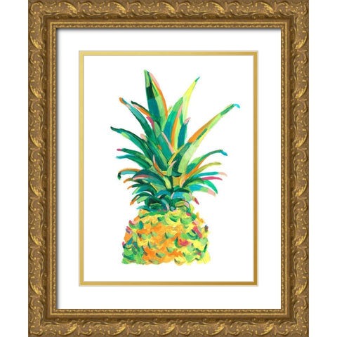 Bright Pop Pineapple II Gold Ornate Wood Framed Art Print with Double Matting by Harper, Ethan