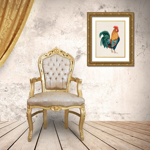 Watercolor Rooster I Gold Ornate Wood Framed Art Print with Double Matting by Popp, Grace