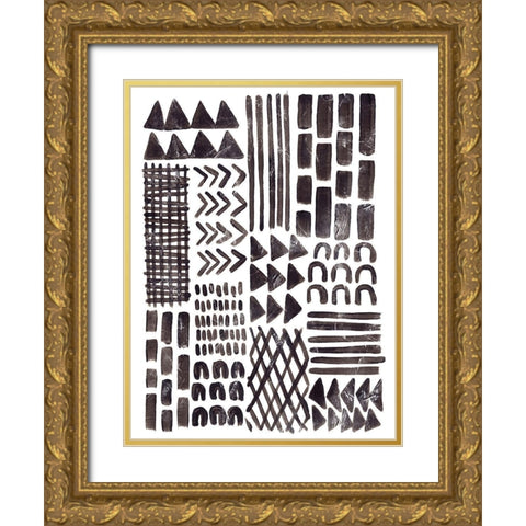 Ink Signals I Gold Ornate Wood Framed Art Print with Double Matting by Vess, June Erica