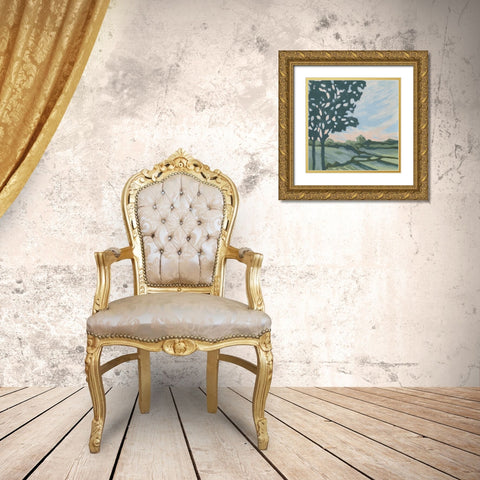 Sunset Tree I Gold Ornate Wood Framed Art Print with Double Matting by Vess, June Erica