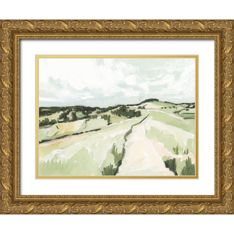 Rolling Pastures Sketch II Gold Ornate Wood Framed Art Print with Double Matting by Barnes, Victoria