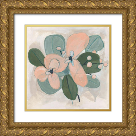 Posey Impasto I Gold Ornate Wood Framed Art Print with Double Matting by Vess, June Erica