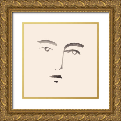 Face Shapes III Gold Ornate Wood Framed Art Print with Double Matting by Parker, Jennifer Paxton