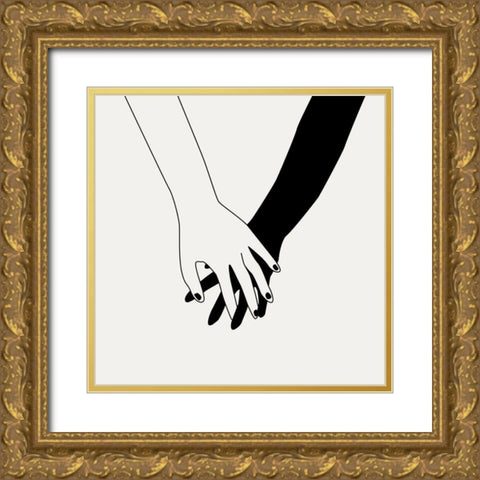 Holding You I Gold Ornate Wood Framed Art Print with Double Matting by Wang, Melissa