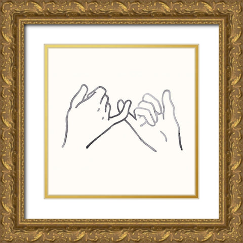 Pinky Promise II Gold Ornate Wood Framed Art Print with Double Matting by Green, Jacob