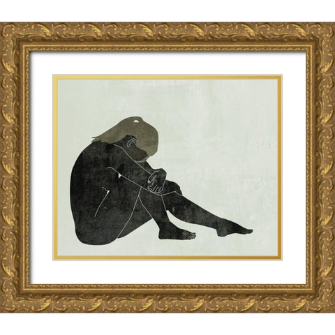 Folded Figure II Gold Ornate Wood Framed Art Print with Double Matting by Wang, Melissa