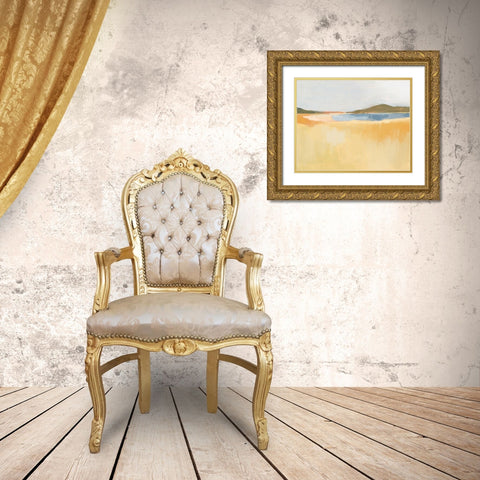 Ochre Seaside I Gold Ornate Wood Framed Art Print with Double Matting by Barnes, Victoria