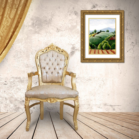 Tuscan Valley Sketch I Gold Ornate Wood Framed Art Print with Double Matting by Popp, Grace