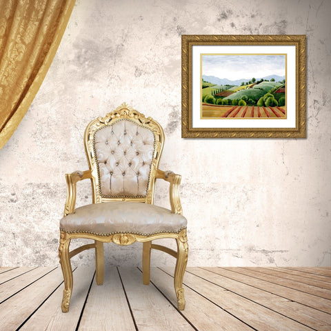 Tuscan Valley Sketch III Gold Ornate Wood Framed Art Print with Double Matting by Popp, Grace