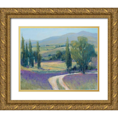 Lavender Meadow II Gold Ornate Wood Framed Art Print with Double Matting by OToole, Tim