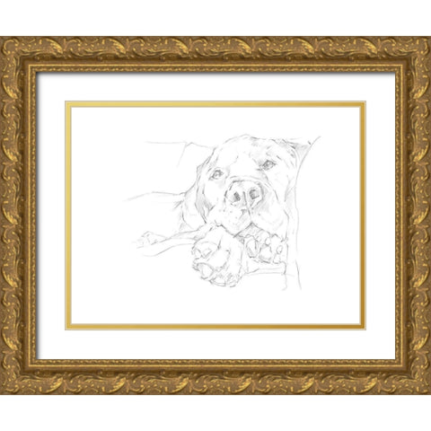 Lazy Dog I Gold Ornate Wood Framed Art Print with Double Matting by Harper, Ethan