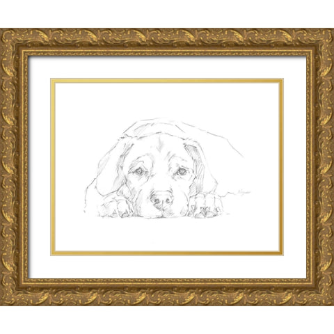 Lazy Dog III Gold Ornate Wood Framed Art Print with Double Matting by Harper, Ethan