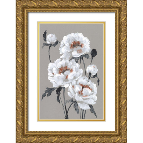 Peony Profusion I Gold Ornate Wood Framed Art Print with Double Matting by Goldberger, Jennifer