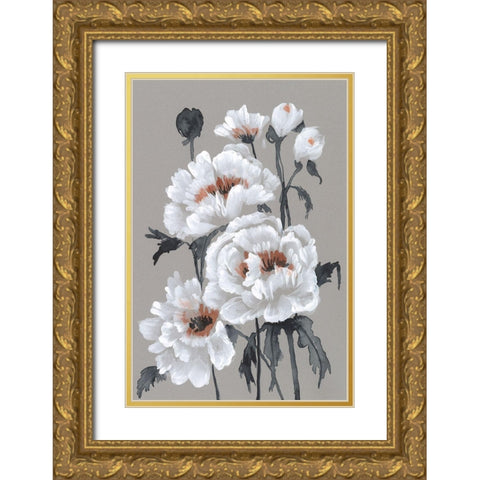 Peony Profusion II Gold Ornate Wood Framed Art Print with Double Matting by Goldberger, Jennifer