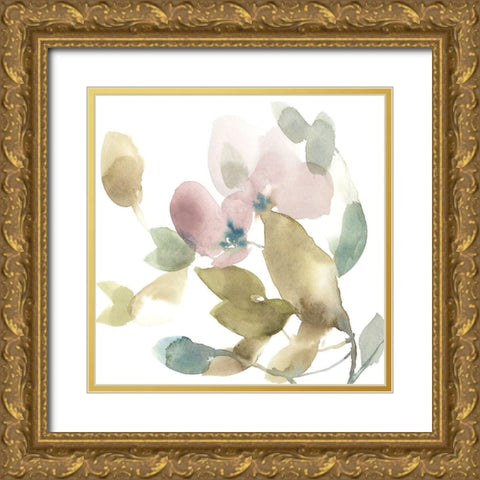 Sweet Petals and Leaves I Gold Ornate Wood Framed Art Print with Double Matting by Goldberger, Jennifer