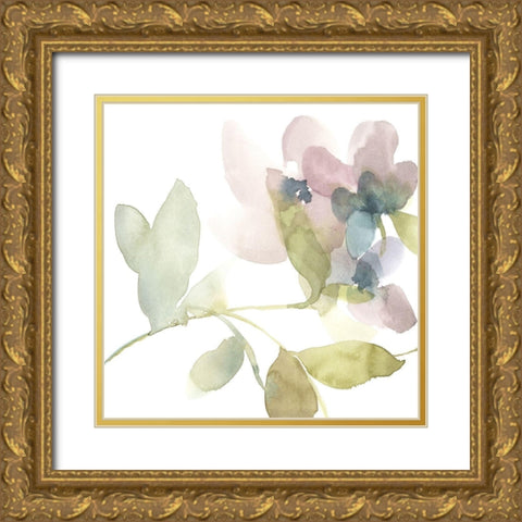 Sweet Petals and Leaves II Gold Ornate Wood Framed Art Print with Double Matting by Goldberger, Jennifer