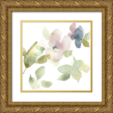 Sweet Petals and Leaves III Gold Ornate Wood Framed Art Print with Double Matting by Goldberger, Jennifer