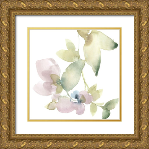 Sweet Petals and Leaves V Gold Ornate Wood Framed Art Print with Double Matting by Goldberger, Jennifer