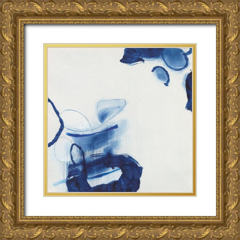 Minimalist Blue And White I Gold Ornate Wood Framed Art Print with Double Matting by Fuchs, Jodi