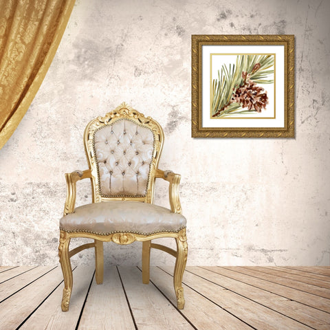 Simple Pine Cone I Gold Ornate Wood Framed Art Print with Double Matting by Vess, June Erica