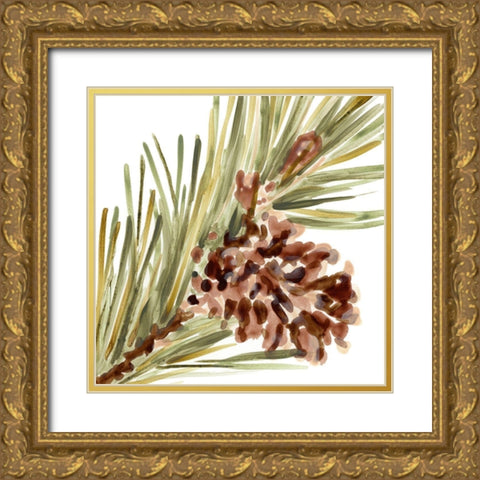 Simple Pine Cone I Gold Ornate Wood Framed Art Print with Double Matting by Vess, June Erica
