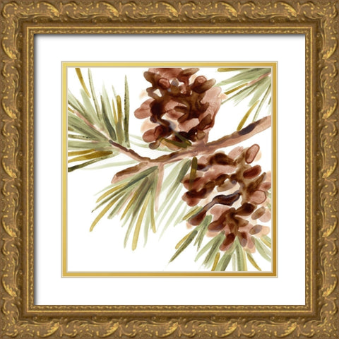 Simple Pine Cone IV Gold Ornate Wood Framed Art Print with Double Matting by Vess, June Erica