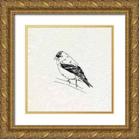 Bird Feeder Friends I Gold Ornate Wood Framed Art Print with Double Matting by Caroline, Emma