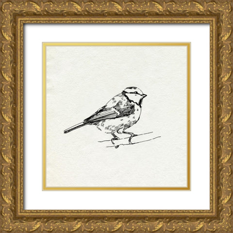 Bird Feeder Friends IV Gold Ornate Wood Framed Art Print with Double Matting by Caroline, Emma