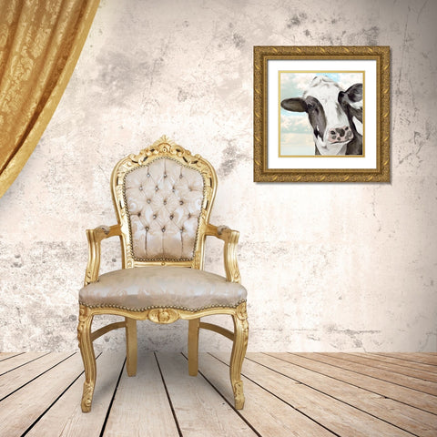 Portrait of a Cow II Gold Ornate Wood Framed Art Print with Double Matting by Wang, Melissa